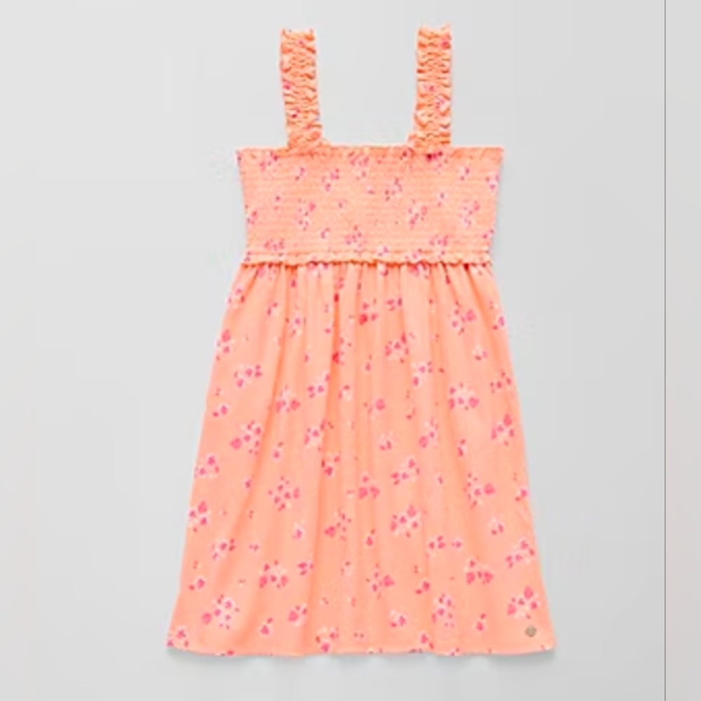 Roxy Peach and Pink Floral Kids Dress